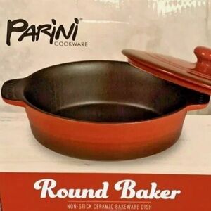 Ceramic 8" Round Baker with Lid Non-stick Bakeware Dish in Sealed Box.